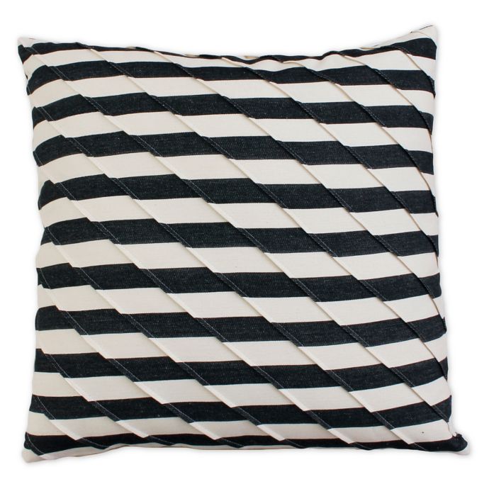 Ryder Pleated Square Throw Pillow In Black Cream Bed Bath Beyond