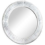 34-Inch Round Rustic Mirror in White