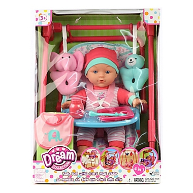 Gi-Go Toy 9-Piece Baby Doll Set with 4-In-1 High Chair. View a larger version of this product image.