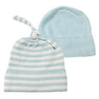 Alternate image 0 for NYGB&trade; Newborn 2-Pack Striped Top Knot and Solid Knit Hats in Pastel Blue