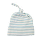 Alternate image 1 for NYGB&trade; Newborn 2-Pack Striped Top Knot and Solid Knit Hats in Pastel Blue