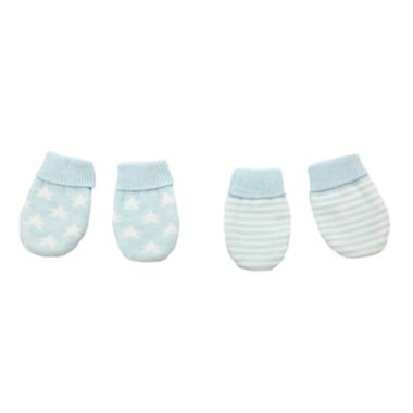 NYGB&trade; Newborn 2-Pack Stars and Stripes Scratch Mittens in Pastel Blue. View a larger version of this product image.