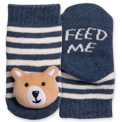 IQ Kids Size 0-12M Bear Rattle Socks in Blue