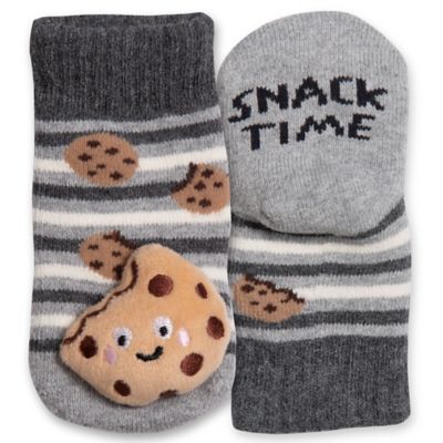 IQ Kids Size 0-12M Cookie Rattle Socks in Grey