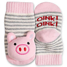 IQ Kids Size 0-12M Pig Rattle Socks in Pink