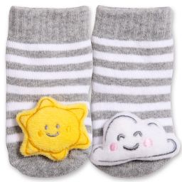 IQ Kids Size 0-12M Sun Cloud Rattle Sock in Grey