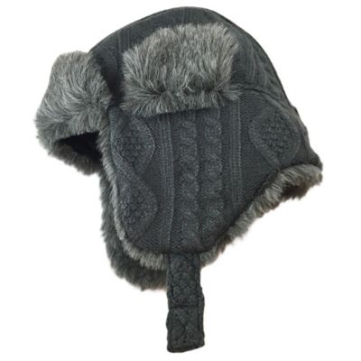 Toby Fairy&trade; Fisherman Cable Knit Trapper Hat in Grey