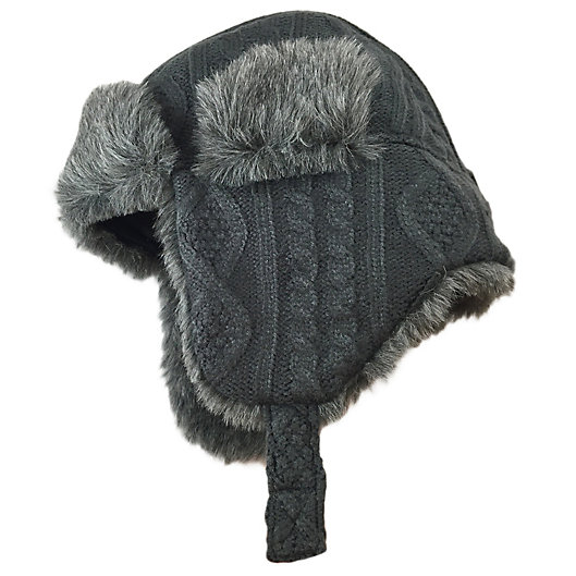 Alternate image 1 for Toby Fairy™ Newborn Fisherman Cable Knit Trapper Hat in Grey