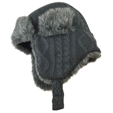 Toby Fairy&trade; Newborn Fisherman Cable Knit Trapper Hat in Grey. View a larger version of this product image.