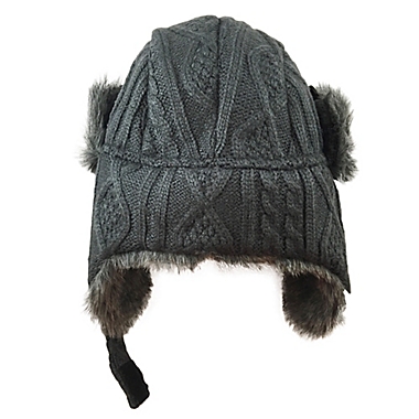Toby Fairy&trade; Toddler Fisherman Cable Knit Trapper Hat in Grey. View a larger version of this product image.