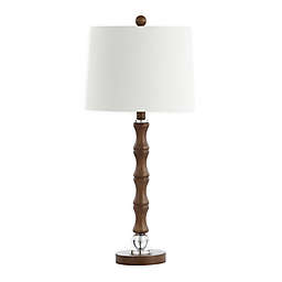 Safavieh Lukas Table Lamp in Dark Brown with Fabric Lamp Shade