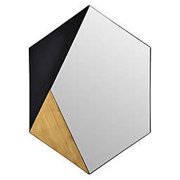 Ren-Wil Harp 40-Inch x 30-Inch Hexagon Mirror in Black/Gold