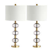 Safavieh Marcelo Table Lamp in Grey/Brass with Fabric Lamp Shade (Set of 2)