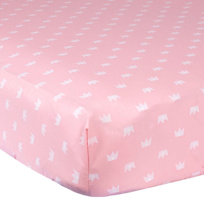 Gerber® Princess Crown Cotton Fitted Crib Sheet in Pink buybuy BABY