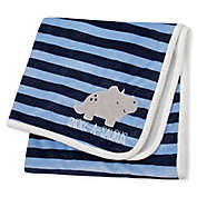 Gerber&reg; Striped Dinosaur Plush Blanket in Blue/Grey