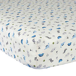 Gerber® Dinosaur Cotton Fitted Crib Sheet in Ivory/Blue