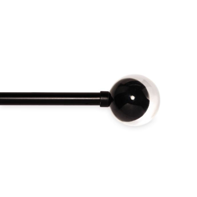 Cyrus Adjustable Single Drapery Rod In Black With Round Finials