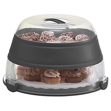prepworks&reg; Collapsible Cupcake and Cake Carrier in Grey. View a larger version of this product image.