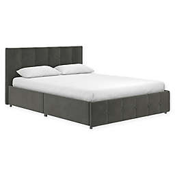 EveryRoom Ryder Velvet Upholstered Full Platform Bed in Grey