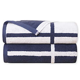 Landon 2-Piece Bath Towel Set in Blue/White