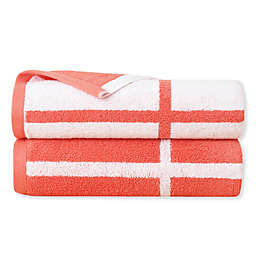 Landon 2-Piece Bath Towel Set in Coral/White