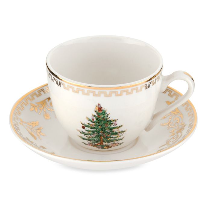 Spode® Christmas Tree Gold Teacups and Saucers (Set of 4) Bed Bath and Beyond Canada