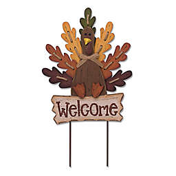 Glitzhome Wooden Turkey Welcome Sign or Yard Stake
