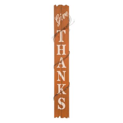 Glitzhome Wooden &quot;Give Thanks&quot; Porch Sign in Orange