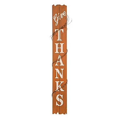 Glitzhome Wooden &quot;Give Thanks&quot; Porch Sign in Orange. View a larger version of this product image.