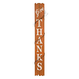 Glitzhome Wooden "Give Thanks" Porch Sign in Orange
