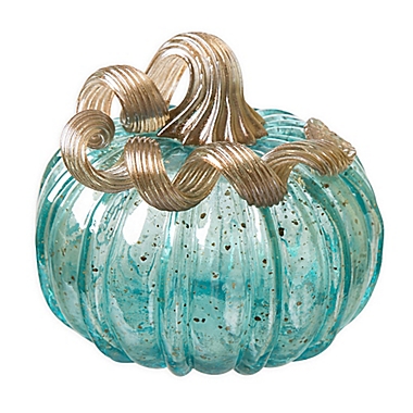 Glitzhome Decorative Glass Pumpkin in Blue. View a larger version of this product image.