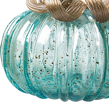 Glitzhome Decorative Glass Pumpkin in Blue. View a larger version of this product image.