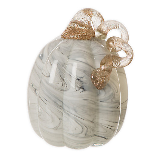 Alternate image 1 for Glitzhome Tall Grey Marble Decorative Glass Pumpkin in Grey