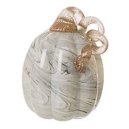 Glitzhome Tall Grey Marble Decorative Glass Pumpkin in Grey