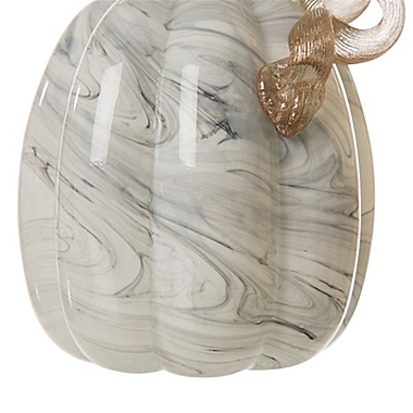 Glitzhome Tall Grey Marble Decorative Glass Pumpkin in Grey. View a larger version of this product image.