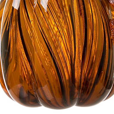 4-Inch Striped Glass Pumpkin in Brown. View a larger version of this product image.