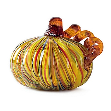 5-Inch Short Striped Glass Pumpkin in Brown. View a larger version of this product image.