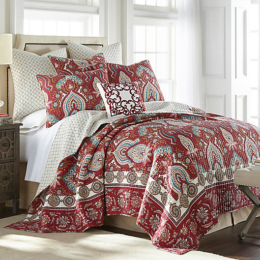Alternate image 1 for Levtex Home Biarritz 4-Piece Reversible Full/Queen Quilt Set in Red/Ivory