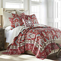 Levtex Home Biarritz 4-Piece Reversible King Quilt Set in Red/Ivory