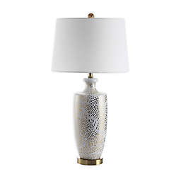 Safavieh Linnea Table Lamp in White/Gold with Fabric Lamp Shade