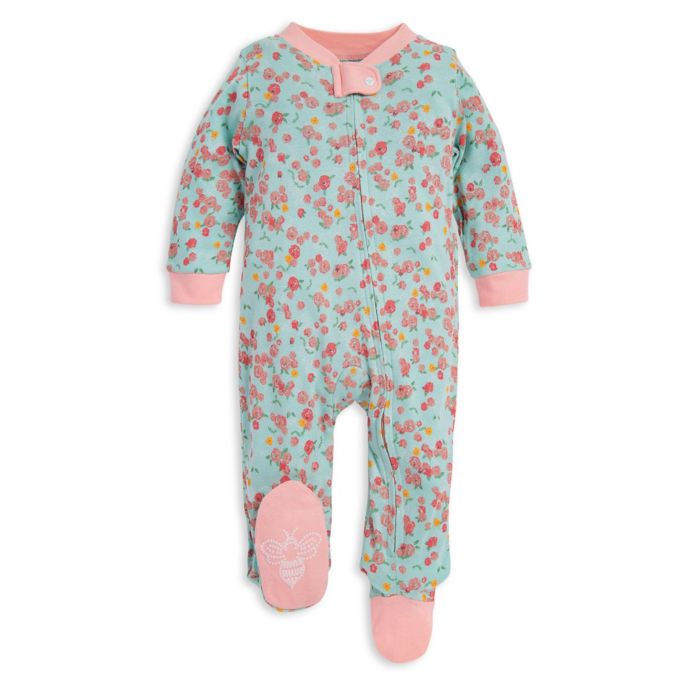 Burt's Bees Baby® Ditsy Floral Organic Cotton Footie in Mint Bed Bath & Beyond