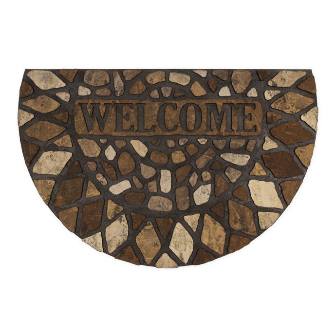 Mohawk Home Stone City Recycled Rubber Doormat Slice in Brown Bed