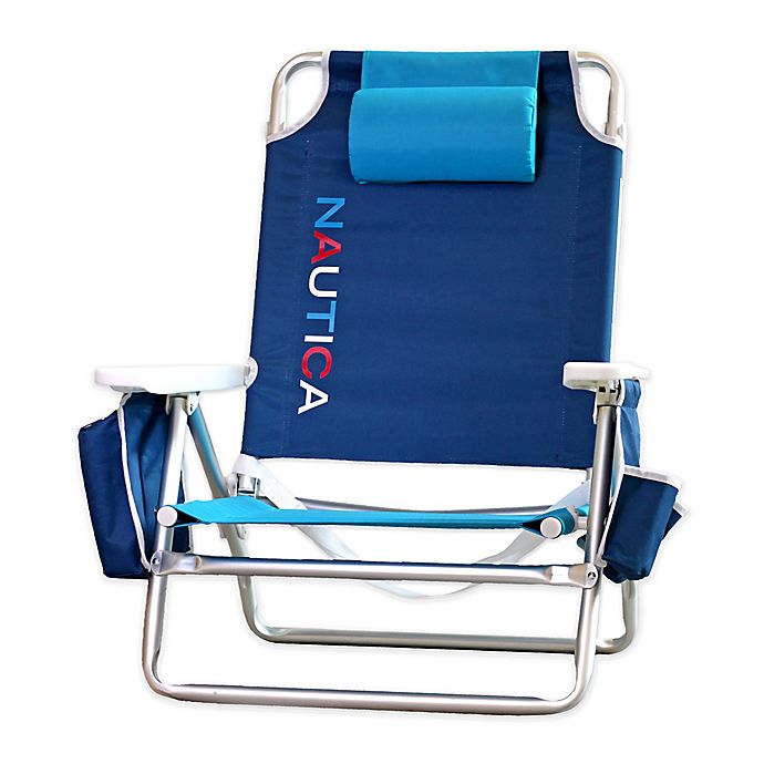 Nautica® 5-Position Logo Beach Chair in Navy | Bed Bath & Beyond