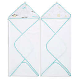 aden + anais® Essentials Partly Sunny 2-Pack Hooded Towels in Teal
