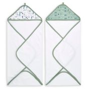 aden + anais&trade; essentials Dinotime 2-Pack Hooded Towels in Green
