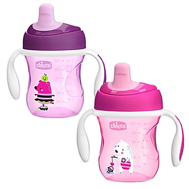 Chicco&reg; 2-Pack 7 oz. First Spout Trainer Sippy Cups in Pink/Purple. View a larger version of this product image.