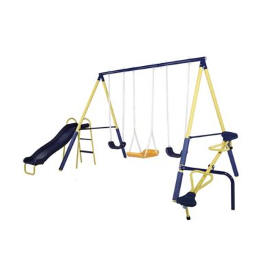 metal swing and slide set