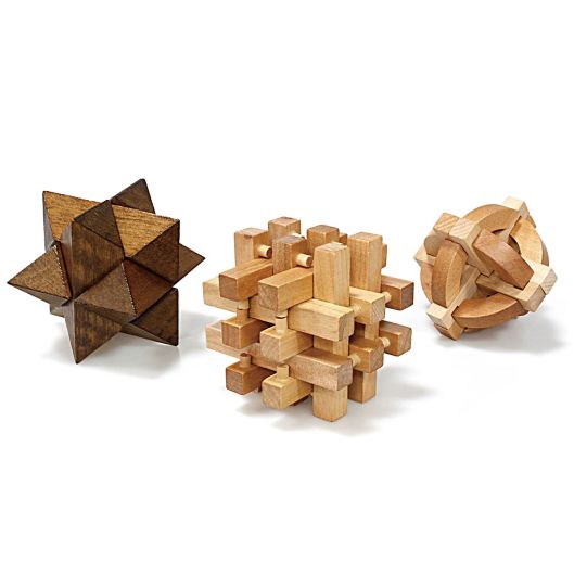 Geometric Wooden Puzzles Set Of 3 Bed Bath Beyond