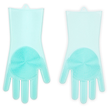 Kikkerland&reg; Designs 2-Piece Silicone Scrubbing Gloves Set. View a larger version of this product image.