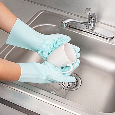 Kikkerland&reg; Designs 2-Piece Silicone Scrubbing Gloves Set. View a larger version of this product image.